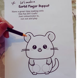 Gerbil Pet Finger Puppet Easy Paper Card Colouring Crafts Printable ...