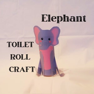 Olifant toiletrol papier ambachtelijke afdrukbare Kids Kit PDF Craft, dieren ambachtelijke sjablonen om te knippen en te maken, dieren papieren kaart ambachtelijke kinderen