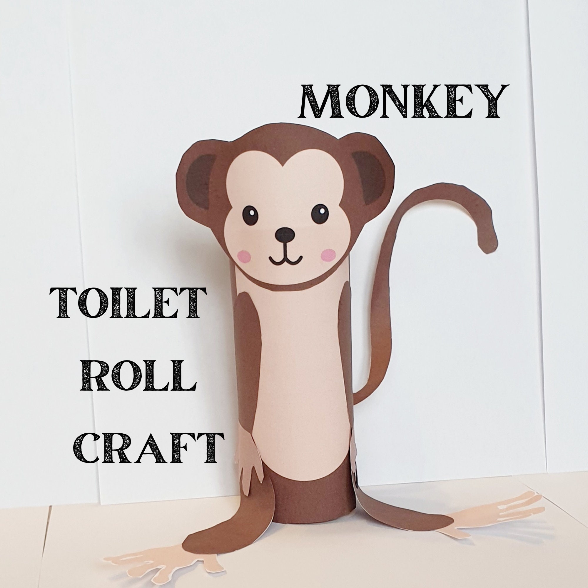 Monkey Toilet Roll Paper Craft Printable Kids Kit PDF Craft, Animals