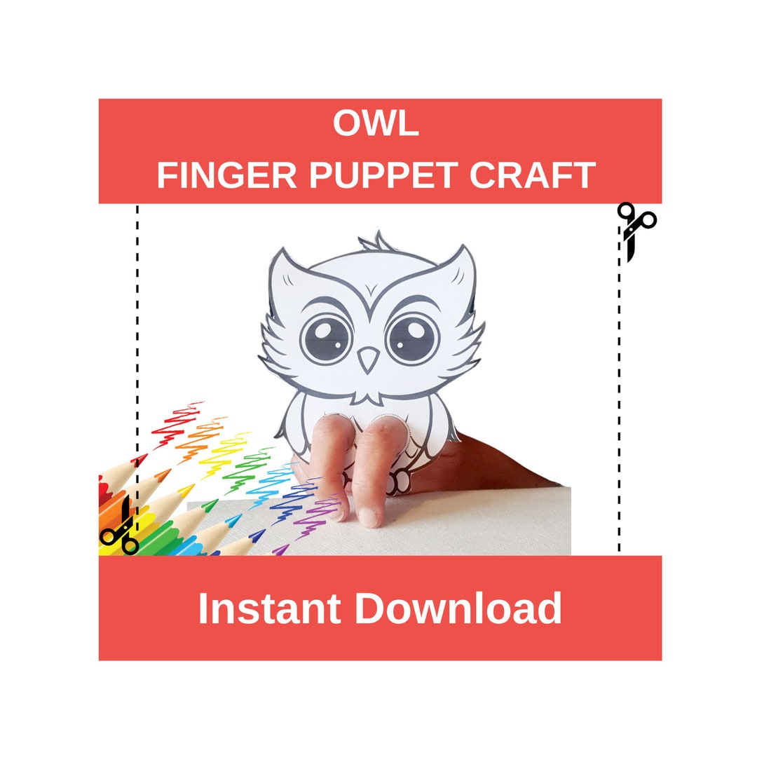 Owl Finger Puppet: Paper Craft, Coloring Activity (PDF Download) - Etsy