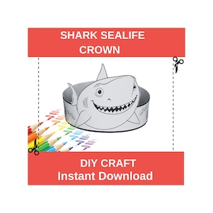 DIY Shark Crown: Printable Sea Life Birthday Party Hat (PDF Download)
