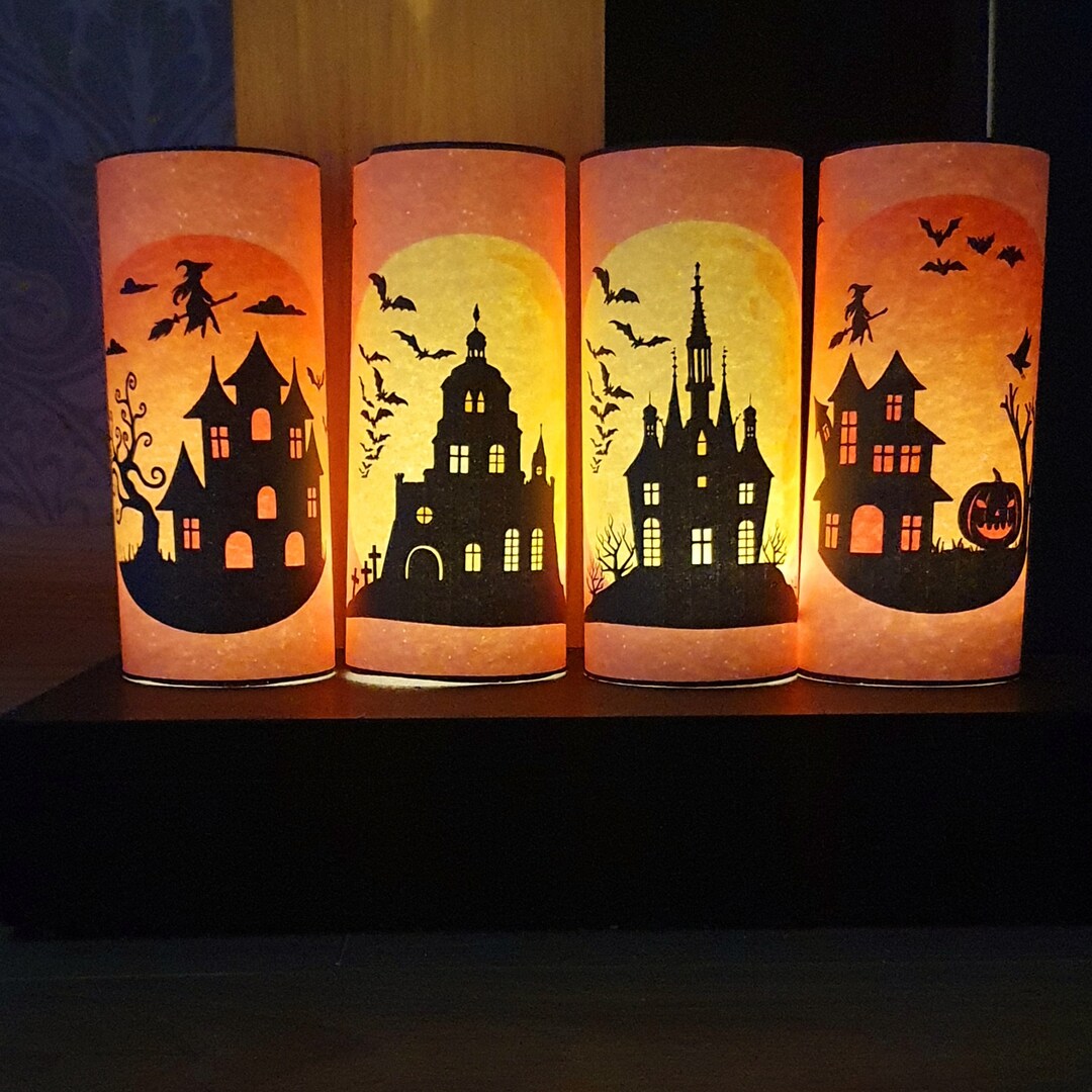 Halloween Tea Light Luminaires Paper Printable Kids Kit PDF Craft