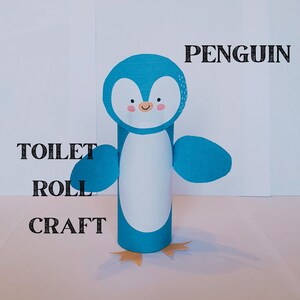Penguin Ocean Rollo de papel higiénico Craft Kit imprimible para niños PDF Craft, plantillas de manualidades de animales para cortar y hacer, manualidades de tarjetas de papel de animales