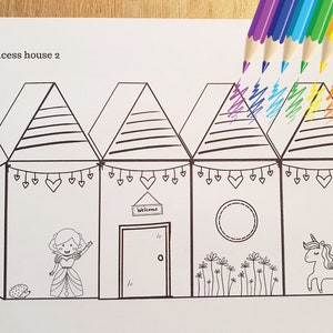 Princess Houses 3D Colouring/coloring Printable Templates ,paper Card Craft Activity for Kids ...