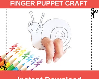 Snail Finger Puppet: Coloring Paper Craft, Kids DIY Toy (PDF