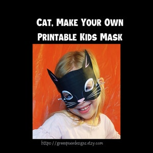Machen Sie Ihre eigene Katze Kitty Tier Haustier Kostüm Maske Maskerade DIY druckbare Party Thema Kinder Papier Karte Basteln Vorlage Sofortiger Download