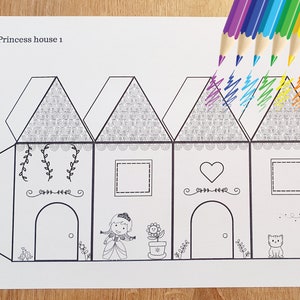 Princess Houses 3D Colouring/coloring Printable Templates ,paper Card ...