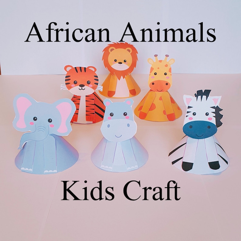 Zoo Animals Toys 3D Paper Printable Kids Kit PDF Craft, African Animals ...