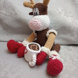 Rudolphine Reindeer Girl Amigurumi Crochet Pattern Christmas Decor Soft Stuffed Toy Winter Moose DIY