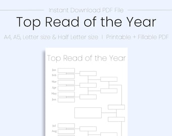books and journals Top Read of the Year, Reading Journal, Reading Tracker, Book Tracker, Book of the Year Bracket, Bullet Journal, Printable, Instant Download