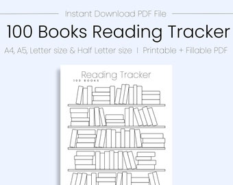 Rastreador de lectura de 100 libros, Diario de lectura, Rastreador de lectura, Rastreador de libros, 100 libros, Bullet Journal, Imprimible, Descarga instantánea, PDF