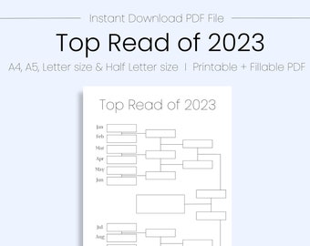 Lectura superior 2023, Diario de lectura, Seguimiento de lectura, Seguimiento de libros, Soporte de libro del año, Bullet Journal, Imprimible, Descarga instantánea, PDF