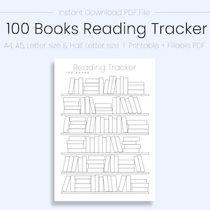 100 Books Reading Tracker, Reading Journal, Reading Tracker, Book Tracker, 100 Books, Bullet Journal, Printable, Instant Download, PDF