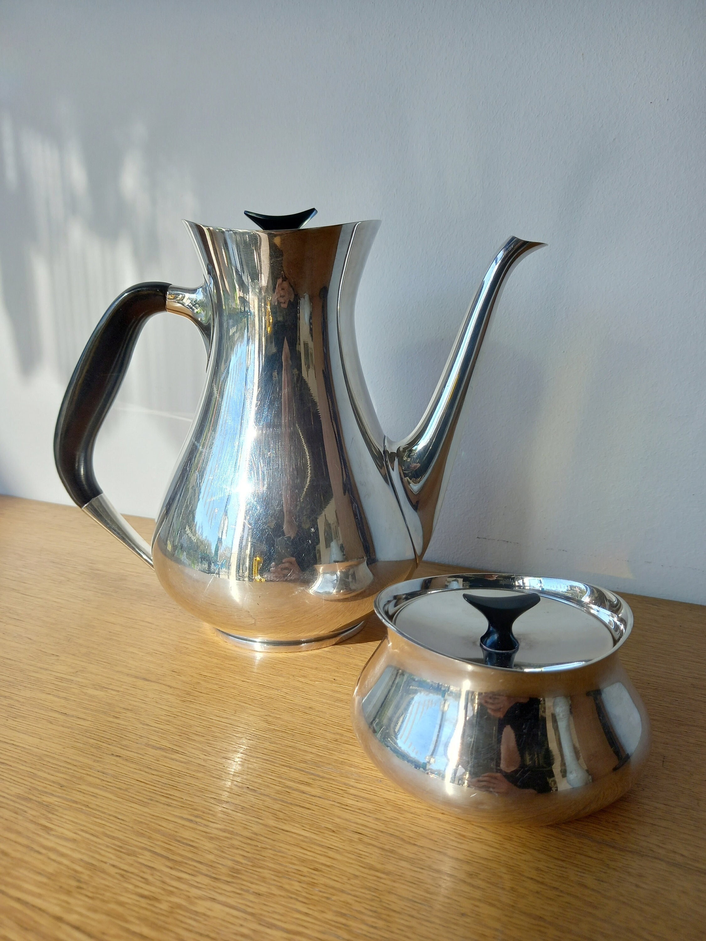 【Cohr】ティーポット【シルバープレート】デンマーク CARL M COHR DENMARK STERLING SILVER COFFEE AND TEA SET (3