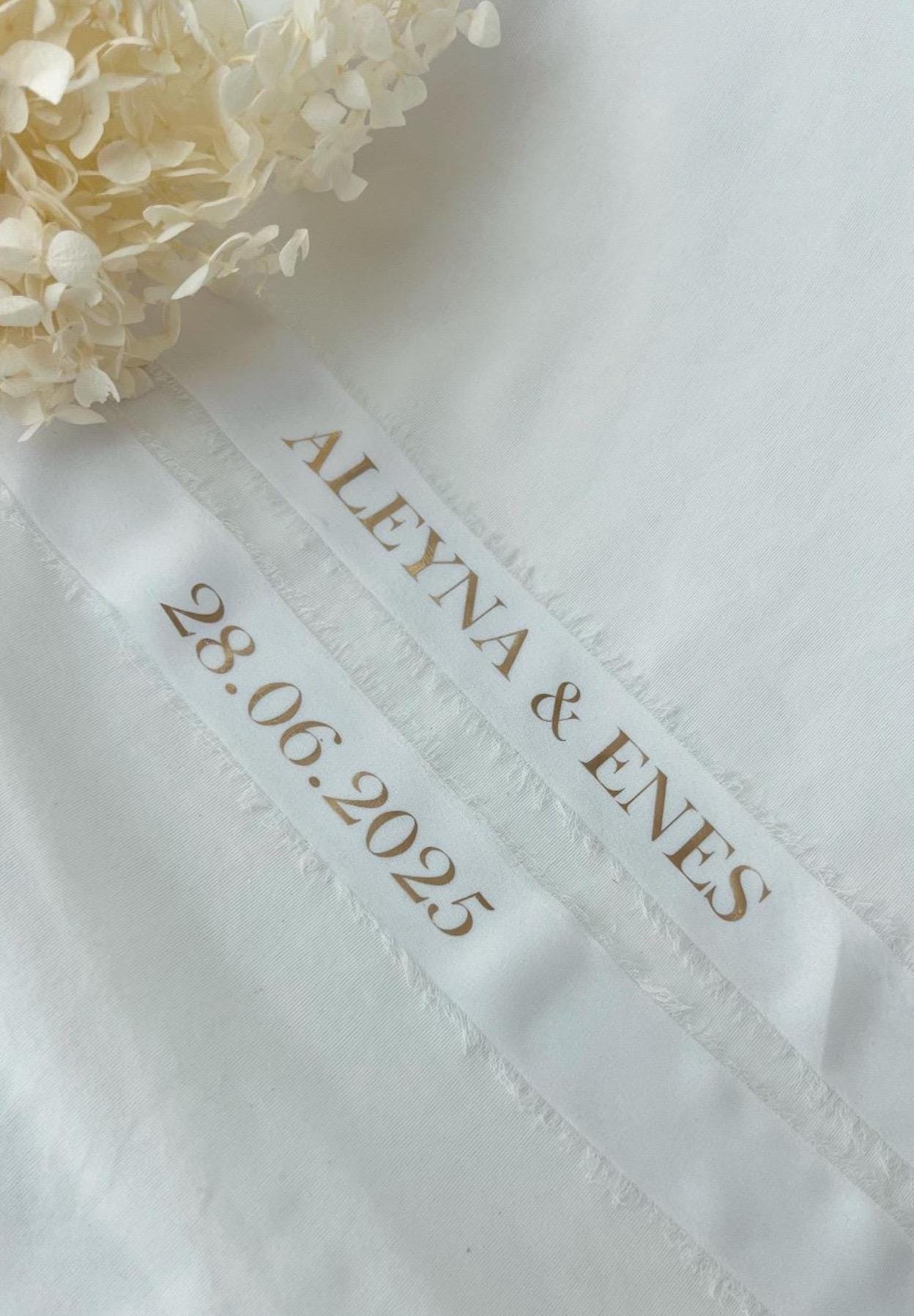 Personalized bouquet ribbon, personalized bridal bouquet, wedding bouquet, registry office bouquet, bouquet ribbon, bouquet ribbon