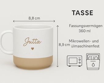 Taza personalizada - Taza con nombre, regalo para novia, taza de cerámica, taza de cerámica hecha a mano con corazón, regalo para el Día del Padre
