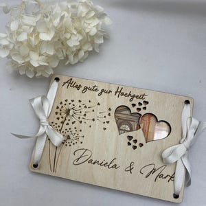 Regalo de dinero personalizado, cumple deseos, cumpleaños, bautismo, boda, comunión, graduación, tarjeta de regalo, envoltura de regalo de madera B2