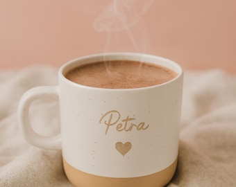 Taza personalizada - Taza con nombre, regalo para novia, taza de cerámica, taza de cerámica hecha a mano con corazón, regalo para el Día del Padre