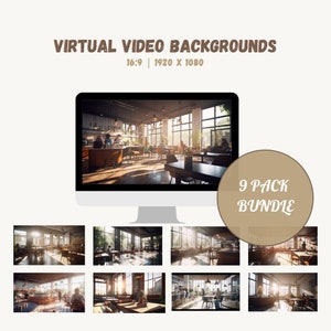 Zoom Background, Virtual Cafe Background, Modern Minimalist Background, Virtual Work From Home Background, Digital Backdrop, Nine Pack