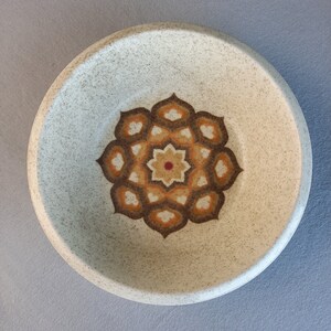 image shows Royal Worcester Palissy Kalabar shallow and deep bowls, and a little dish in 70s geometric design for casual dining