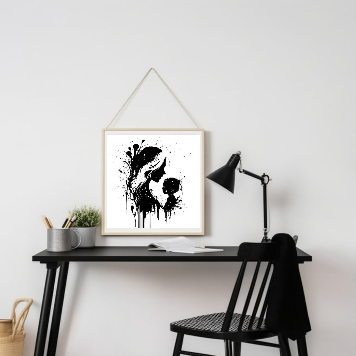 MOTHERS'S DAY Black and White Clipart PNG With Transparent Background ...