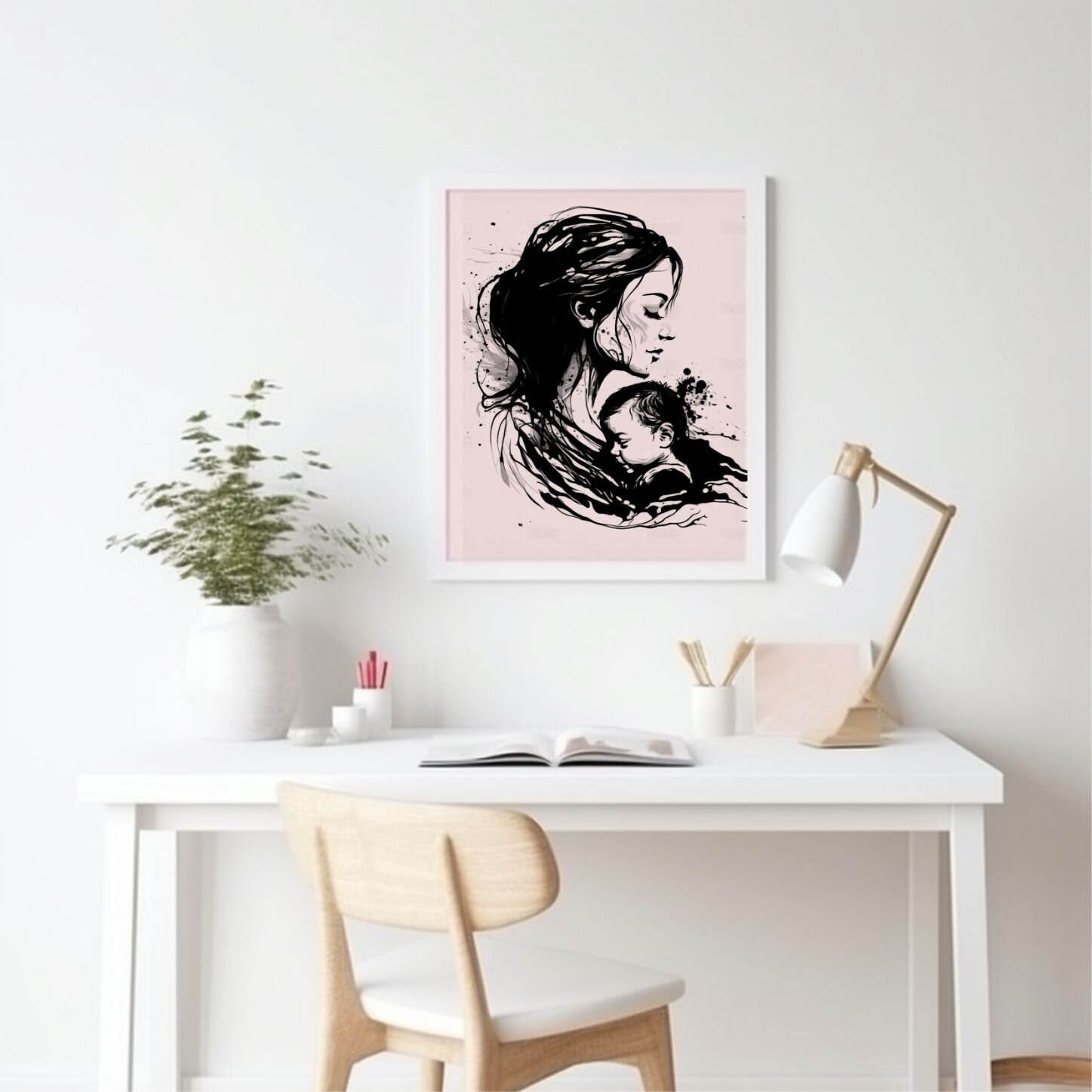 MOTHERS'S DAY Black and White Clipart PNG With Transparent Background ...