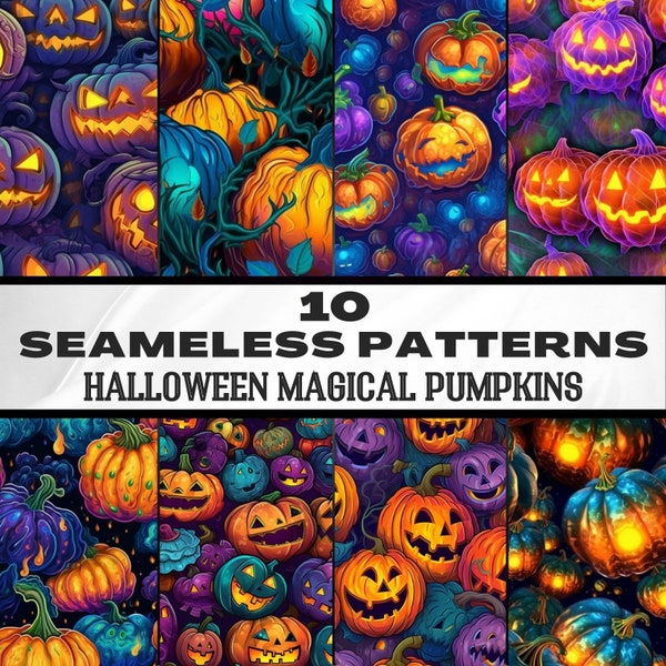 HALLOWEEN PUMPKINS Magical Patterns Paper Collection-Seamless Tiles -Digital Download Vibrant Scary and Mystical #halloween