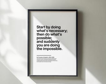 St Francis of Assisi Printable Quote, Minimalist Catholic Inspirational Wall Art, Digital Download
