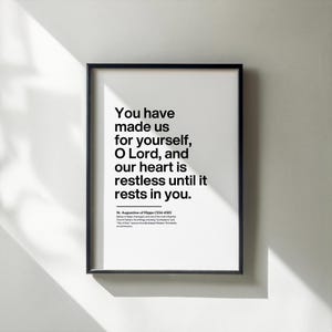 St Augustine of Hippo Printable Quote | &quot;You have made us for yourself, O Lord&quot; | Inspirational Catholic Wall Art | Digital Download