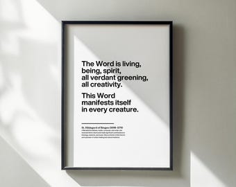 St Hildegard of Bingen Printable Quote, Minimalist Catholic Inspirational Wall Art, Digital Download
