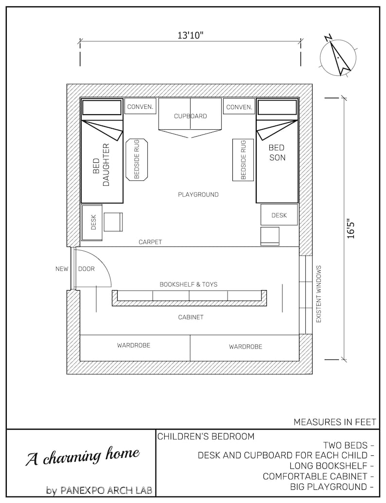 Home Plan up to 4 Rooms Plan Layout Interior Design Children's Bedroom