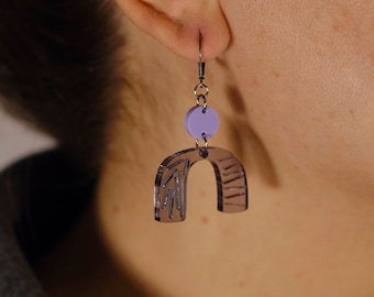 Statement playful earrings in acrylic plexiglass |  Handmade gifts for women | Colorful laser-cut | Light-weight dangle adaptable to clip on