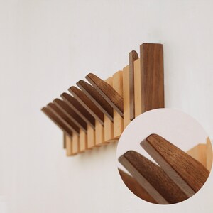 Solid wood hooks,Coat rack,piano keys shaped hooks,creative hooks into the living room wall hanging wall without drilling installation image 6