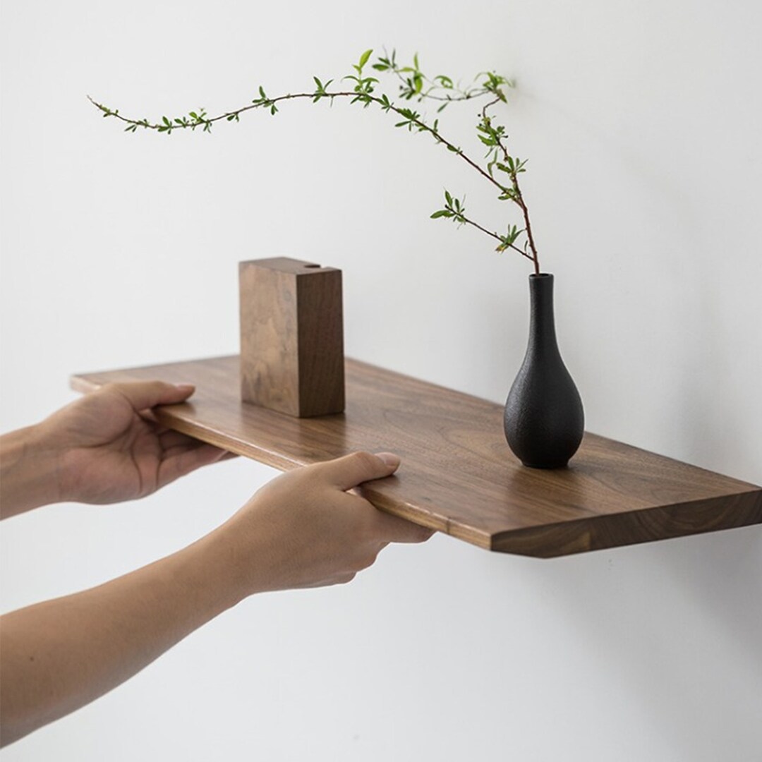 Floating Shelf,natural Wooden Shelves,wall Walnut Shelves,plant Shelf