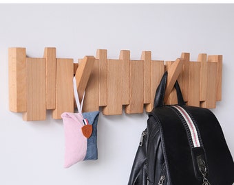 Wooden Coat Rack,Coat rack wall mount,Wall hooks,piano coat hanger,Entrance coat rack,Housewarming Gifts