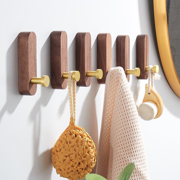 Wooden hooks,towel hooks,walnut hooks,simple hooks,high-quality hooks,no drilling installation,suitable for entry space,bedroom,bathroom