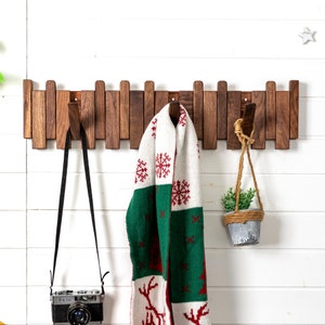Solid wood hooks,Coat rack,piano keys shaped hooks,creative hooks into the living room wall hanging wall without drilling installation