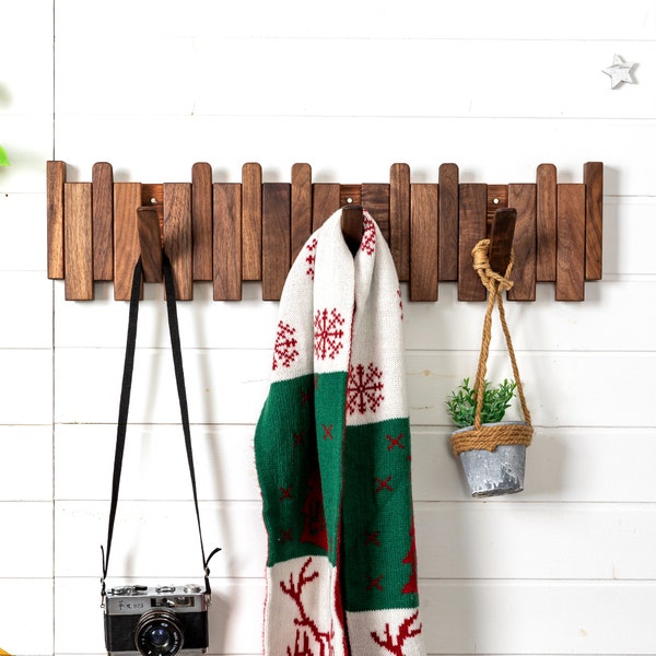 Solid wood hooks,Coat rack,piano keys shaped hooks,creative hooks into the living room wall hanging wall without drilling installation