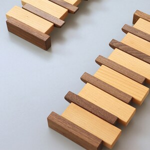 Solid wood hooks,Coat rack,piano keys shaped hooks,creative hooks into the living room wall hanging wall without drilling installation image 7