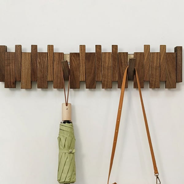 Solid wood hooks,Coat rack,piano keys shaped hooks,creative hooks into the living room wall hanging wall without drilling installation