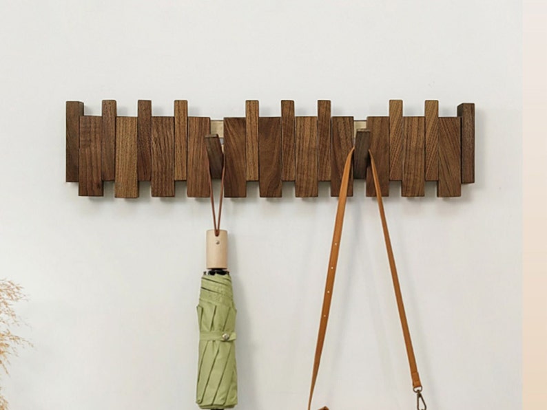 Solid wood hooks,Coat rack,piano keys shaped hooks,creative hooks into the living room wall hanging wall without drilling installation image 1