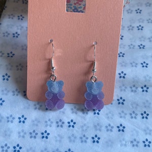 Blue Teddy Bear Earrings