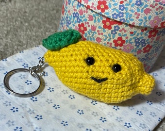 Lemon crochet keychain