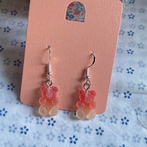 Orange teddy bear earrings