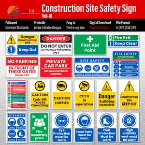 Restez en sécurité sur le chantier avec 20 panneaux de sécurité dans la construction imprimables - Téléchargement immédiat