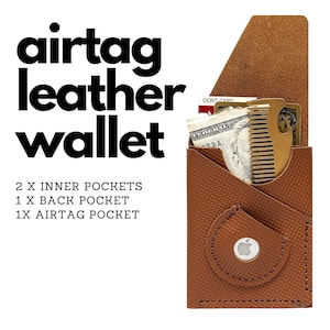 Carteira de couro artesanal com bolso Apple AirTag – Porta-cartões, organizador, carteira – presente ideal para homens e mulheres