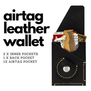 Carteira de couro artesanal com bolso Apple AirTag – Porta-cartões, organizador, carteira – presente ideal para homens e mulheres