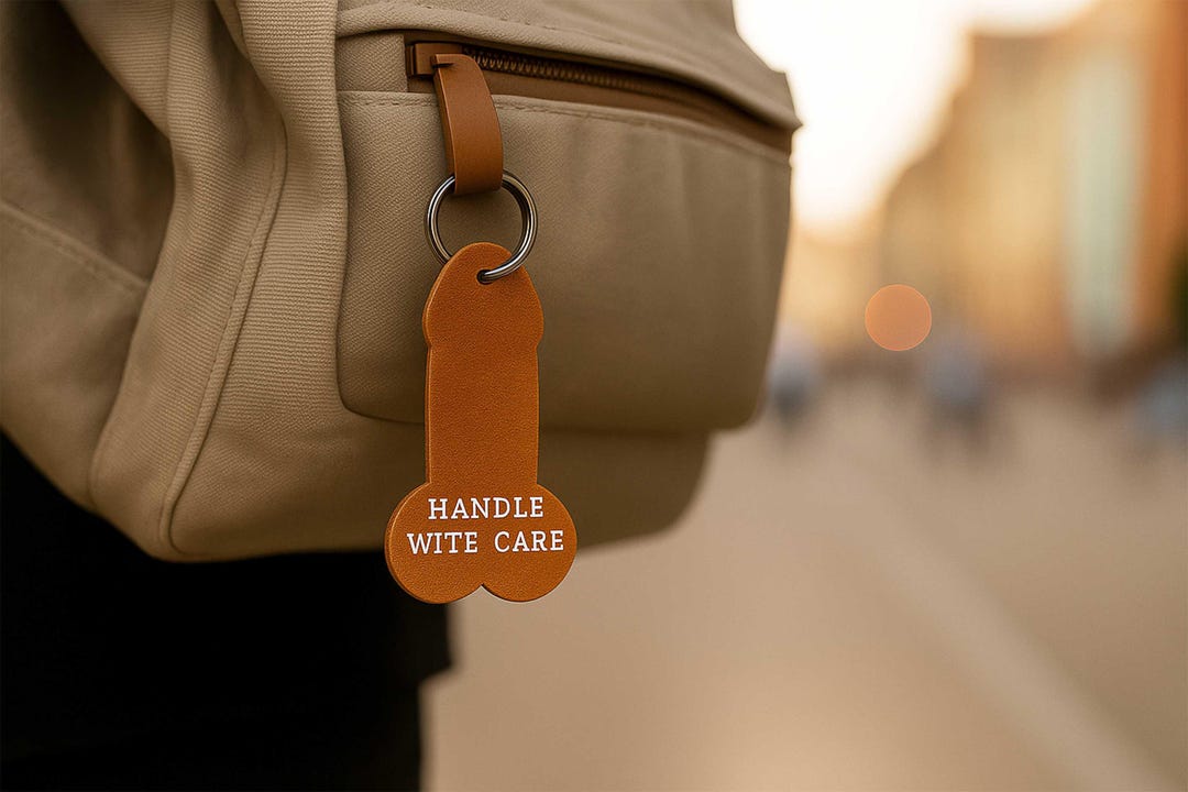 Funny Leather Keychain – Personalized Custom Text Gag Gift, Backpack ...