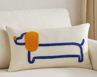 Cuscino bassotto ricamato, copridivano minimalista, decorazione per la casa 30x50