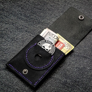 Cartera de cuero hecha a mano con bolsillo para monedas EDC: diseño elegante y minimalista para llevar todos los días, regalo ideal para él o su pareja